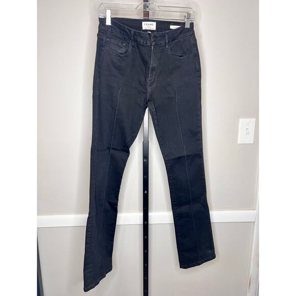 Frame Denim Cotton Blend High Waisted Le Mini Boot Jeans Black Women's Size 28 - Picture 2 of 8